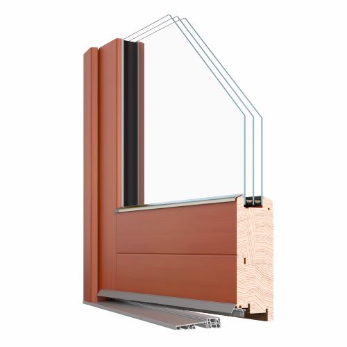 dřevěné vchodové dveře DESIGN - skla a kazety jsou zasklívány okenní zasklívací lištou