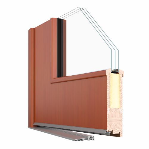 Dřevěné vchodové dveře OTHERM NOVODESIGN - základem je hladká dveřní deska - případné prosklení je zaskleno moderní zasklívací lištou