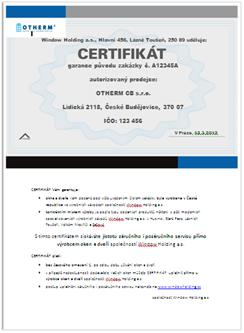 Certifikát garance původu oken